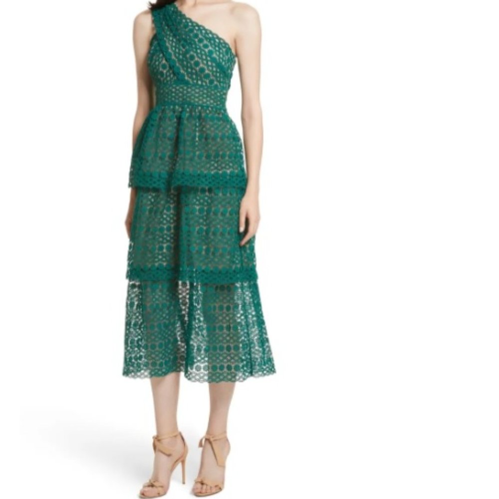 COPY - SELF-PORTRAIT Lace One-Shoulder Midi Dress